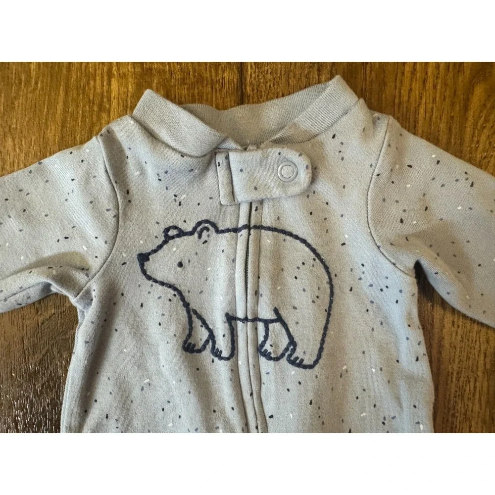 Carters Preemie Baby Boy Sleeper Outfit Romper‎ Cotton Reborn Doll Speckled Bear